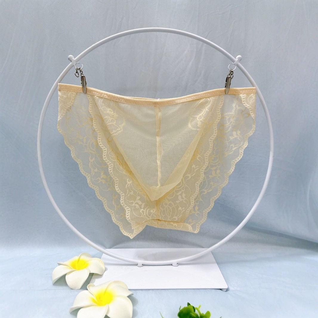 Men’s Sexy Lace See Through Sheer Briefs