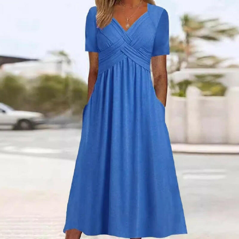 Women’s V-Neck Short Sleeve Long Dresses