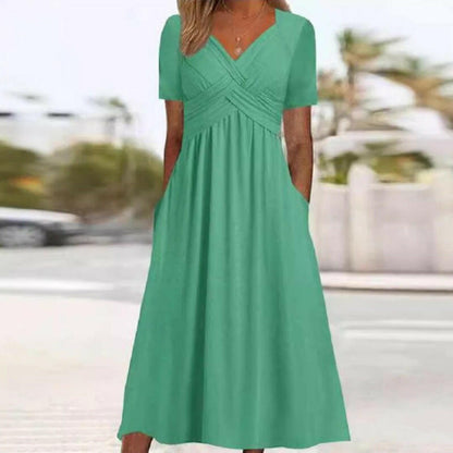 Women’s V-Neck Short Sleeve Long Dresses