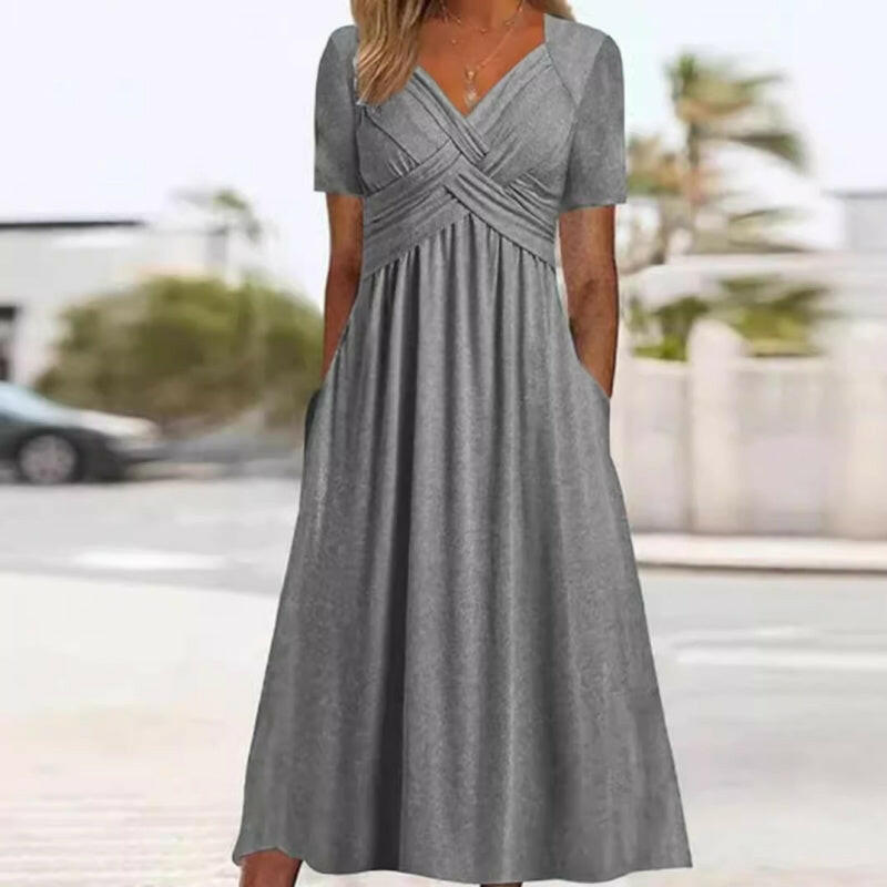 Women’s V-Neck Short Sleeve Long Dresses