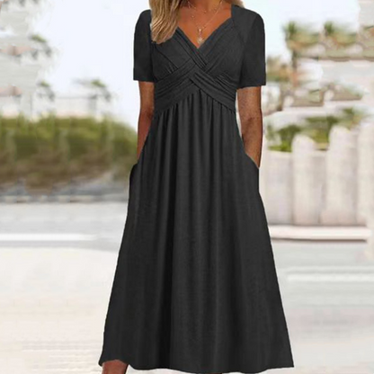 Women’s V-Neck Short Sleeve Long Dresses