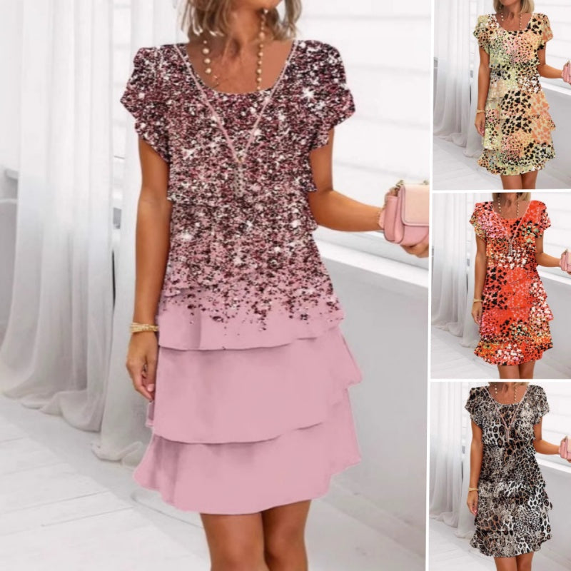 🎁 Hot Sale 49% OFF 🔥Versatile Stylish Leopard Colorful Print Sequin Dress