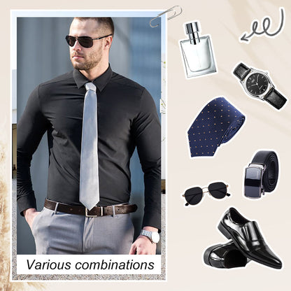 Men's Silky Wrinkle Resistant Solid Color Stretch Shirt