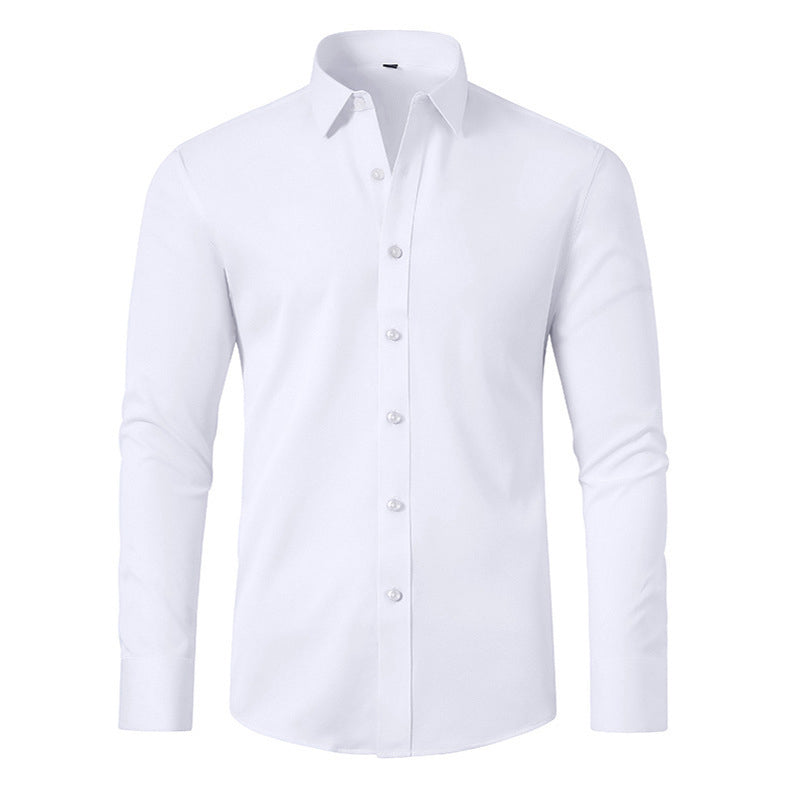 Men's Silky Wrinkle Resistant Solid Color Stretch Shirt