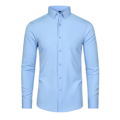 Men's Silky Wrinkle Resistant Solid Color Stretch Shirt