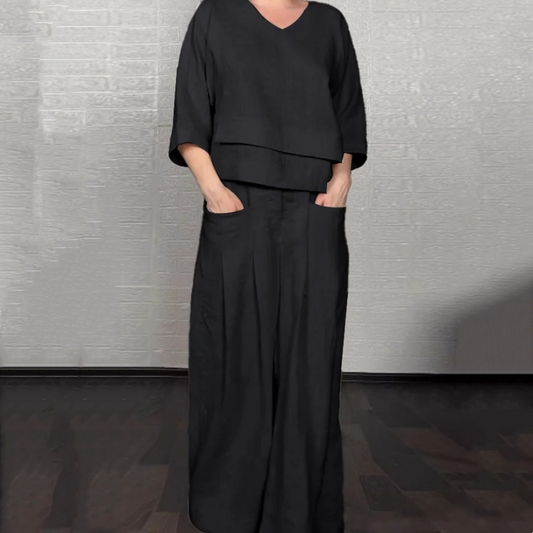 💐 New Arrivals 55%OFF💖Irregular Hem Cotton Linen Short Sleeve Casual 2-Piece Set