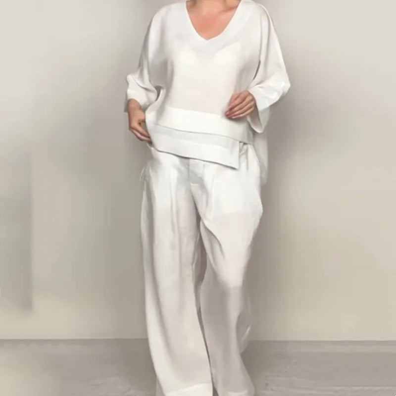 💐 New Arrivals 55%OFF💖Irregular Hem Cotton Linen Short Sleeve Casual 2-Piece Set