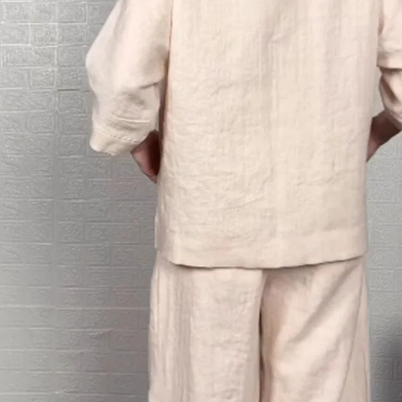 💐 New Arrivals 55%OFF💖Irregular Hem Cotton Linen Short Sleeve Casual 2-Piece Set