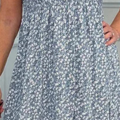 🌸Women's Elegant Floral Print High-Waisted Ruffle Cap Sleeve Dress💃