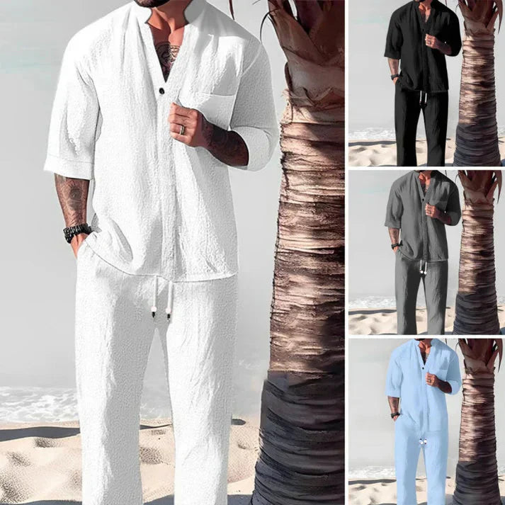 Men's Trendy Cotton Linen Top & Pants Two-Piece Set🎉BIG SALE-50% OFF🎉FREE SHIPPING
