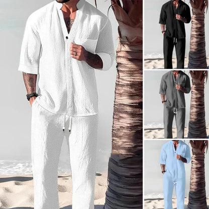 Men's Trendy Cotton Linen Top & Pants Two-Piece Set🎉BIG SALE-50% OFF🎉FREE SHIPPING