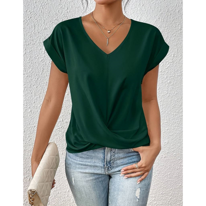 💥Last Day Sale 50% OFF👚Casual Short Sleeve Elegant V-neck Twist Tee
