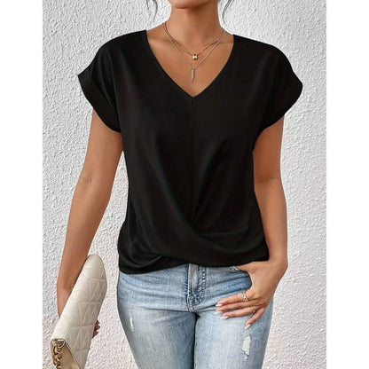 💥Last Day Sale 50% OFF👚Casual Short Sleeve Elegant V-neck Twist Tee