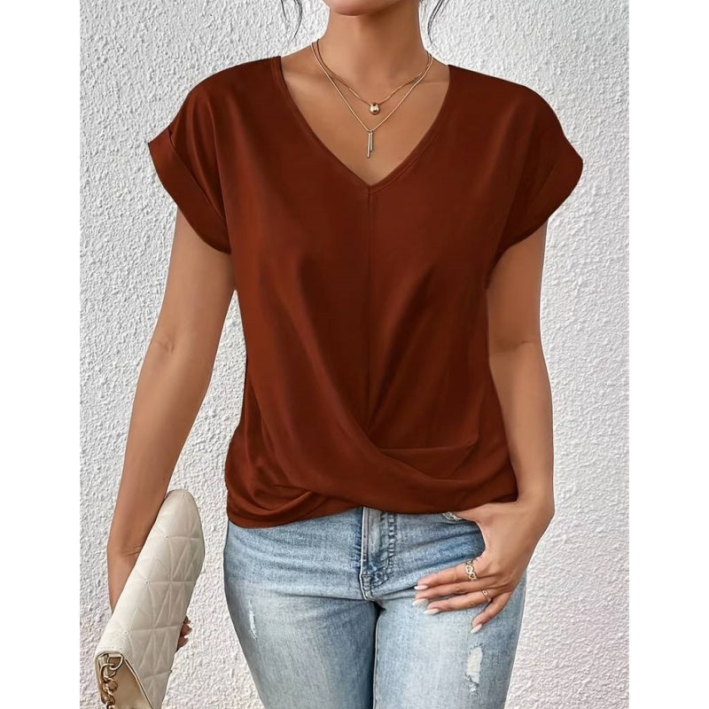 💥Last Day Sale 50% OFF👚Casual Short Sleeve Elegant V-neck Twist Tee