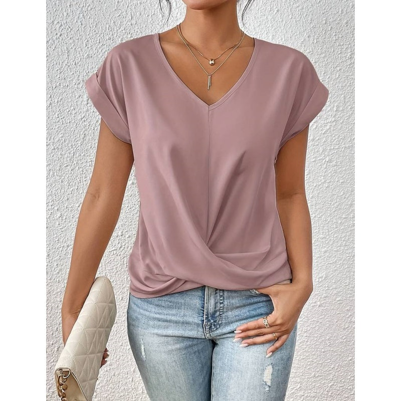 💥Last Day Sale 50% OFF👚Casual Short Sleeve Elegant V-neck Twist Tee