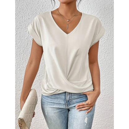 💥Last Day Sale 50% OFF👚Casual Short Sleeve Elegant V-neck Twist Tee