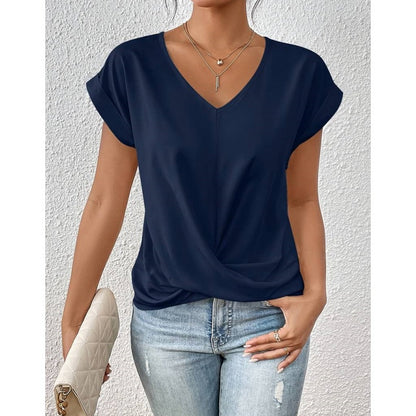 💥Last Day Sale 50% OFF👚Casual Short Sleeve Elegant V-neck Twist Tee