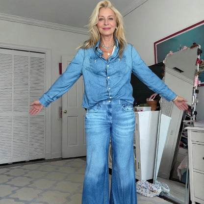 💙✨Women’s Faux Denim Pajama 2-Piece Set