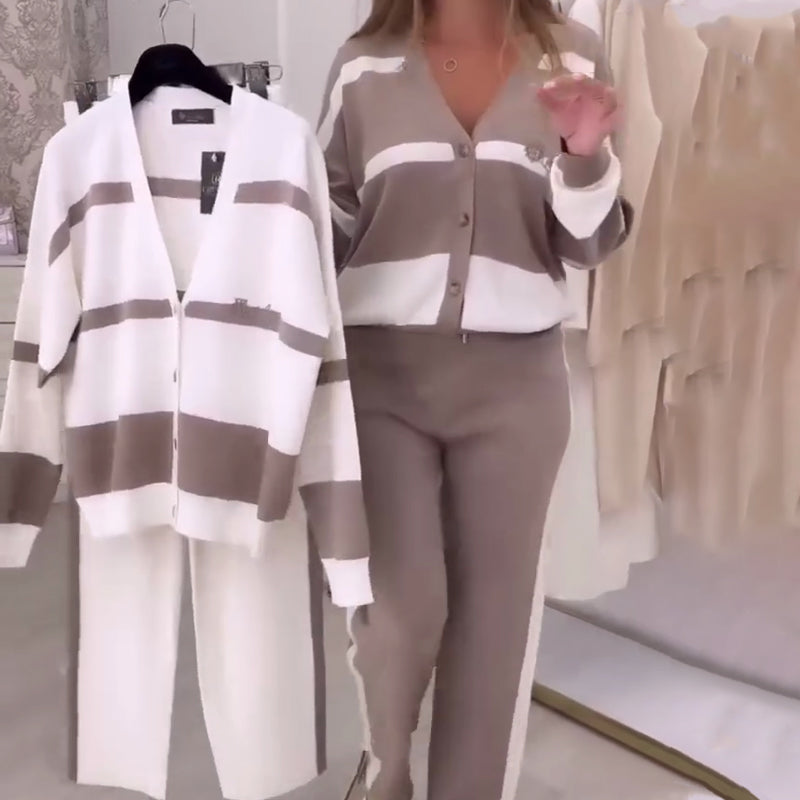 💕Fashionable striped comfortable casual two-piece set for women