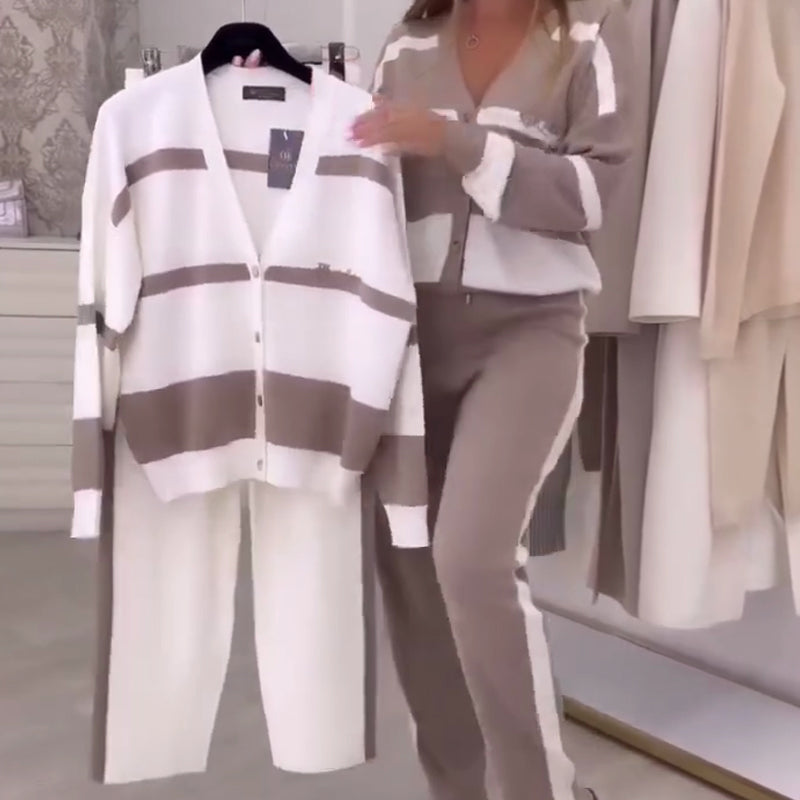 💕Fashionable striped comfortable casual two-piece set for women