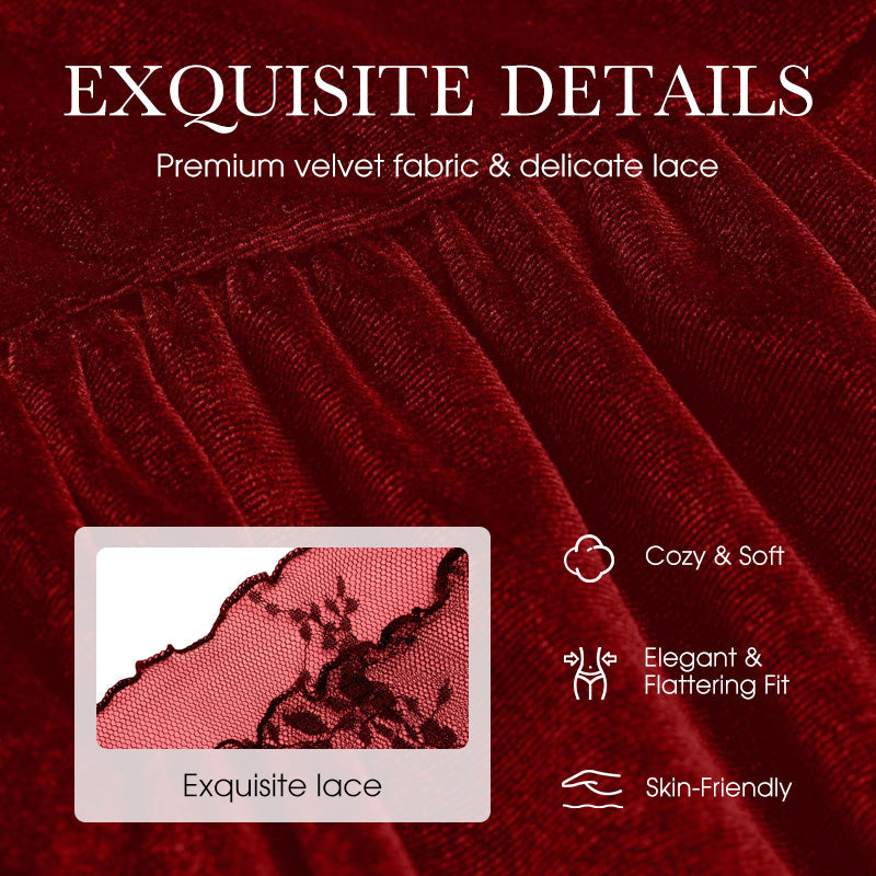 2-Piece Velvet Jumpsuit & Lace Top Set