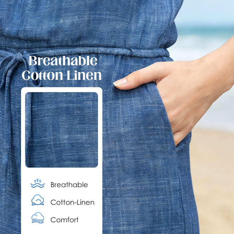 Women's Sleeveless Drawstring Waist Summer Jumpsuit