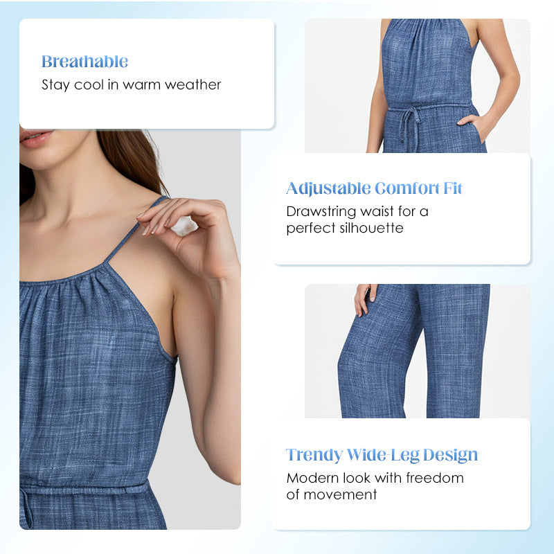 Women's Sleeveless Drawstring Waist Summer Jumpsuit