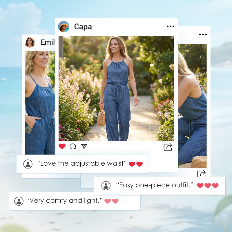 Women's Sleeveless Drawstring Waist Summer Jumpsuit