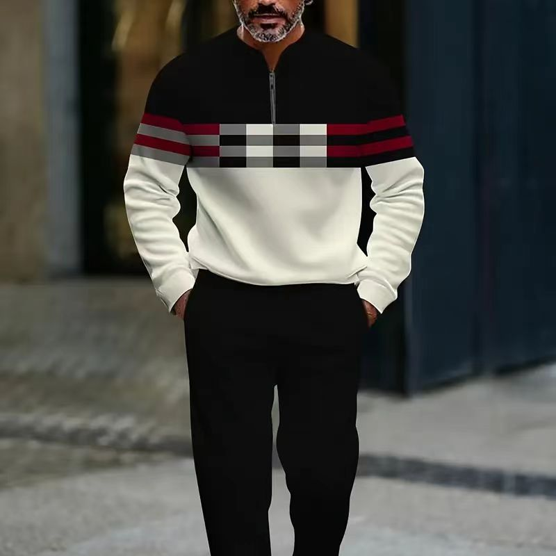 🔥FREE SHIPPING🧵 Men's Graphic Print Pullover & Pants Set – Bold streetwear style. Ultimate comfort for lounging or errands👖