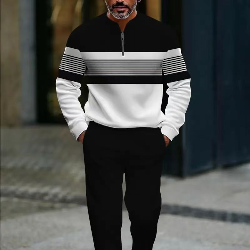 🔥FREE SHIPPING🧵 Men's Graphic Print Pullover & Pants Set – Bold streetwear style. Ultimate comfort for lounging or errands👖