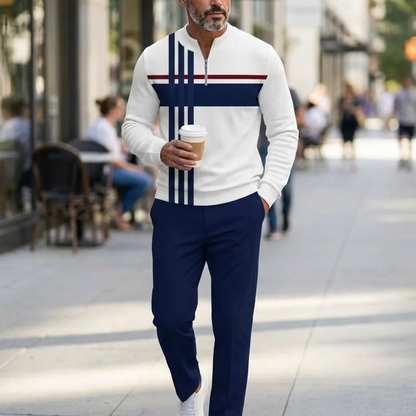 🔥FREE SHIPPING🧵 Men's Graphic Print Pullover & Pants Set – Bold streetwear style. Ultimate comfort for lounging or errands👖
