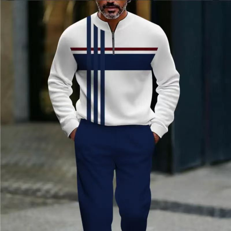 🔥FREE SHIPPING🧵 Men's Graphic Print Pullover & Pants Set – Bold streetwear style. Ultimate comfort for lounging or errands👖