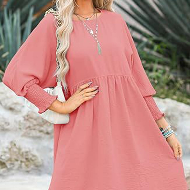Round Neck Dress with 3/4 Sleeves