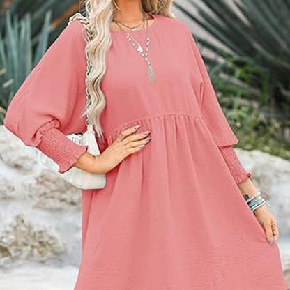 Round Neck Dress with 3/4 Sleeves
