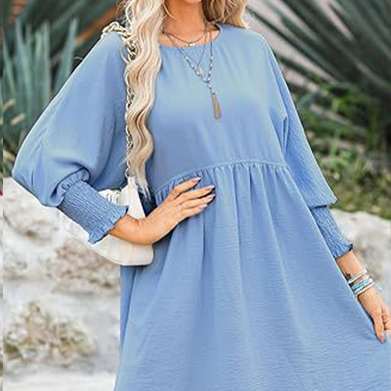 Round Neck Dress with 3/4 Sleeves