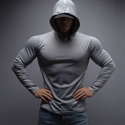 💪 Men’s Stretch-Fit Long Sleeve Fitness Hoodie – Comfortable, Breathable & Perfect for Workouts ⚡🏋️‍♂️