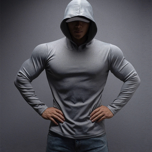 💪 Men’s Stretch-Fit Long Sleeve Fitness Hoodie – Comfortable, Breathable & Perfect for Workouts ⚡🏋️‍♂️