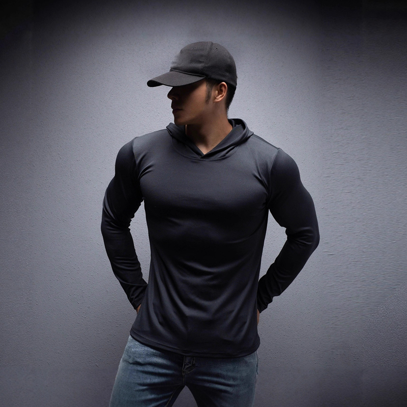 💪 Men’s Stretch-Fit Long Sleeve Fitness Hoodie – Comfortable, Breathable & Perfect for Workouts ⚡🏋️‍♂️