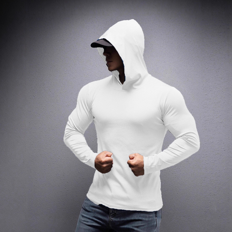 💪 Men’s Stretch-Fit Long Sleeve Fitness Hoodie – Comfortable, Breathable & Perfect for Workouts ⚡🏋️‍♂️