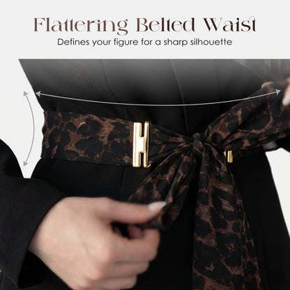 Women's Leopard Accent Blazer & Pants Set【FREE SHIPPING】