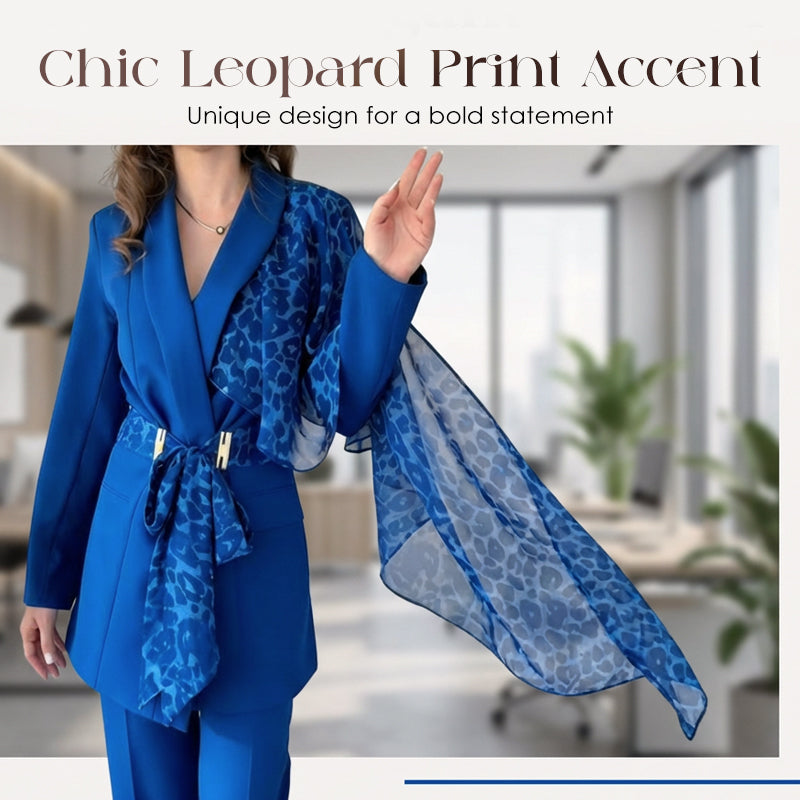 Women's Leopard Accent Blazer & Pants Set【FREE SHIPPING】
