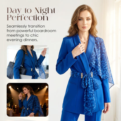 Women's Leopard Accent Blazer & Pants Set【FREE SHIPPING】