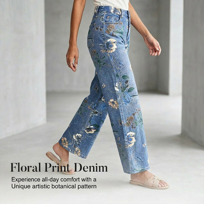 Women's Floral Print Straight-Leg Jeans【BUY 2 GET FREE SHIPPING】