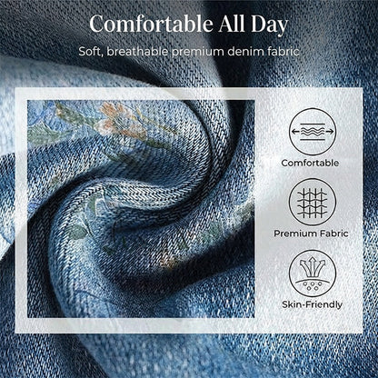 Women's Floral Print Straight-Leg Jeans【BUY 2 GET FREE SHIPPING】