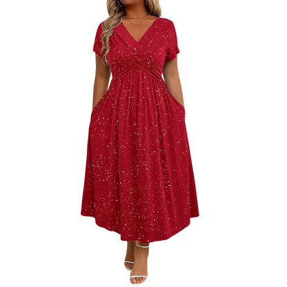 💗Women's Elegant V-Neck Twist Front Dress💗✨Let Your Charm Shine Bright