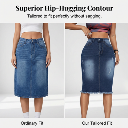 👗 Women’s High-Waist Frayed Hem Denim Skirt – Trendy, Comfortable & Effortlessly Chic ✨💖