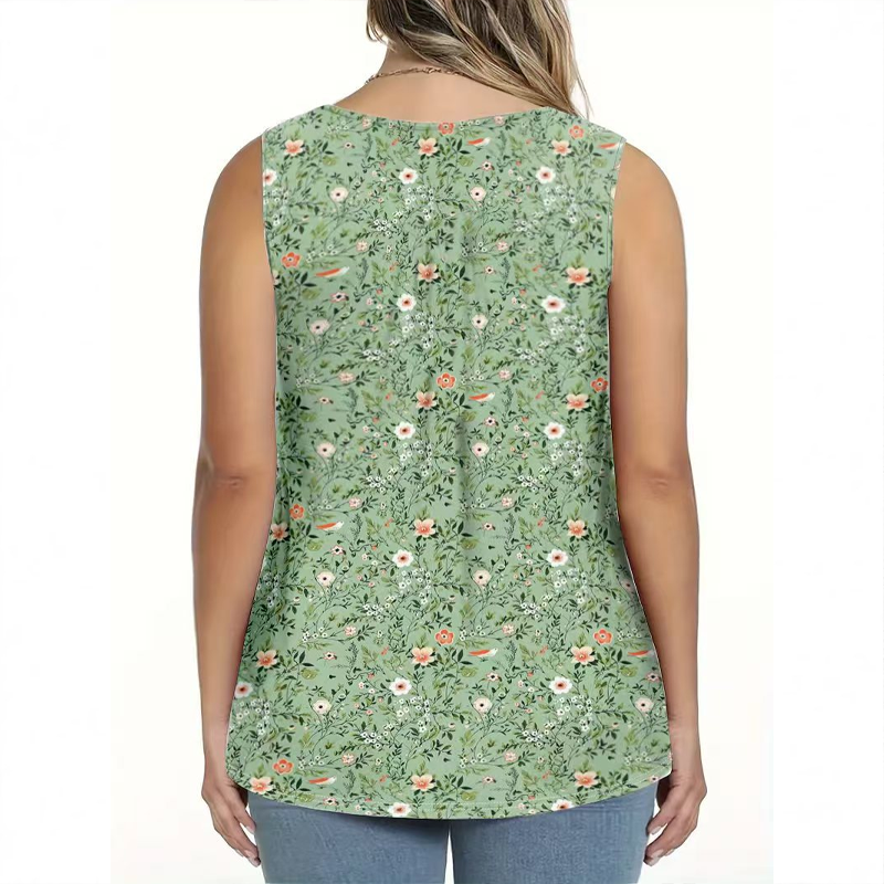 🌸 Women's Printed Button Sleeveless Top – Chic Print, Breathable & Lightweight ✨