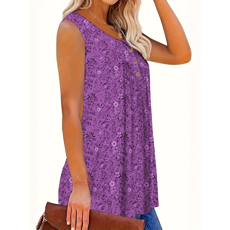 🌸 Women's Printed Button Sleeveless Top – Chic Print, Breathable & Lightweight ✨
