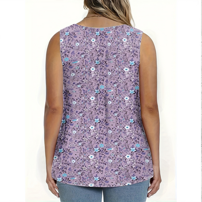 🌸 Women's Printed Button Sleeveless Top – Chic Print, Breathable & Lightweight ✨