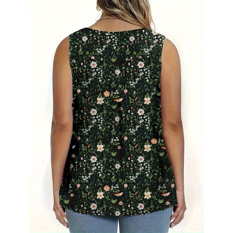 🌸 Women's Printed Button Sleeveless Top – Chic Print, Breathable & Lightweight ✨
